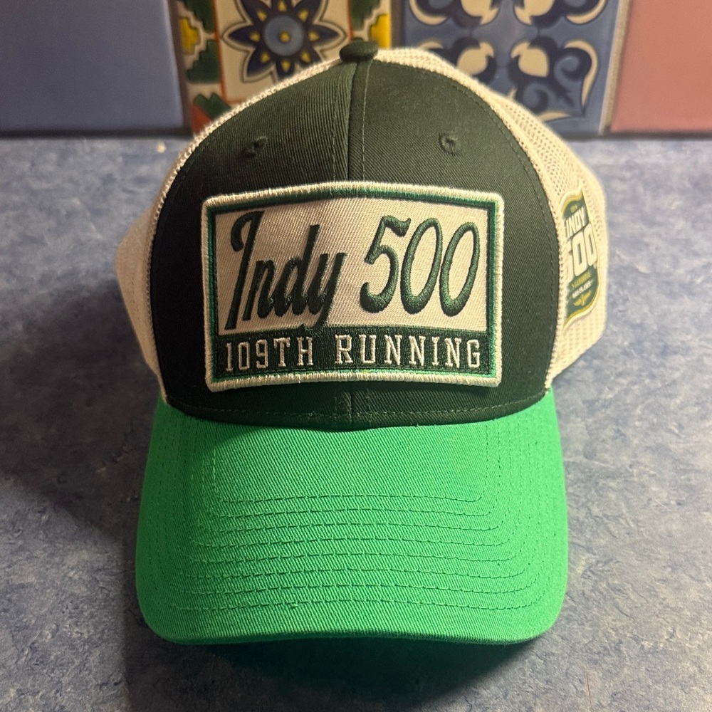 Indy 500 Green and White Cap